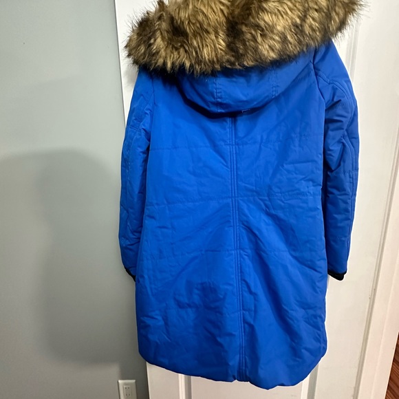 NWOT Point Zero Hooded Faux Fur Trim Parka Puffer Jacket Blue, S - Picture 4 of 8